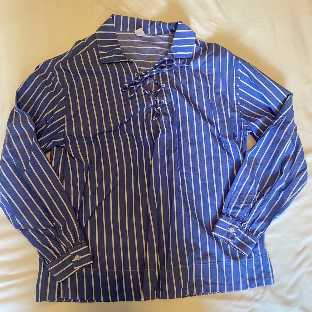 Old Navy Blue and White Striped Shirt